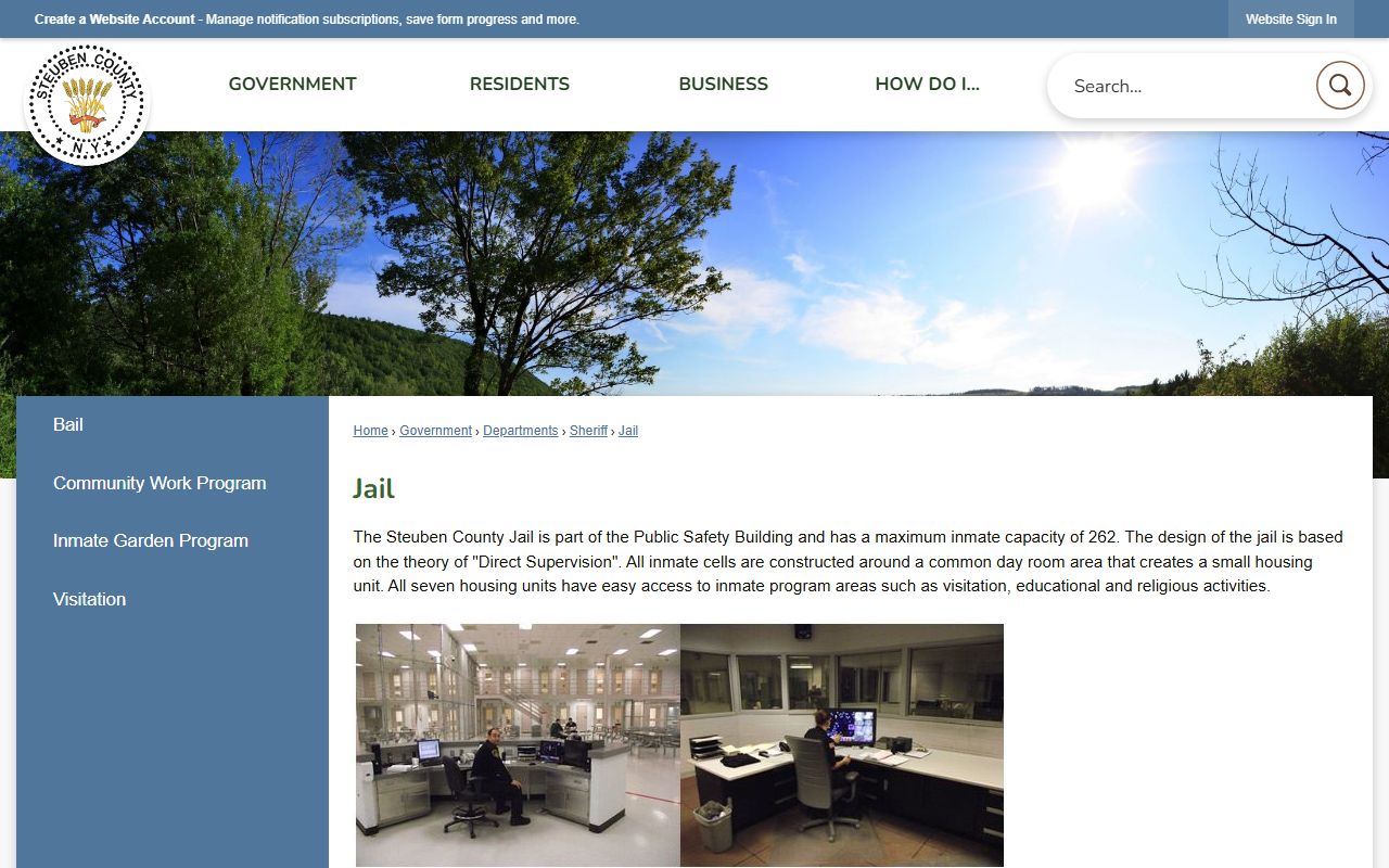 Steuben County Jail overview and inmate population facility details
