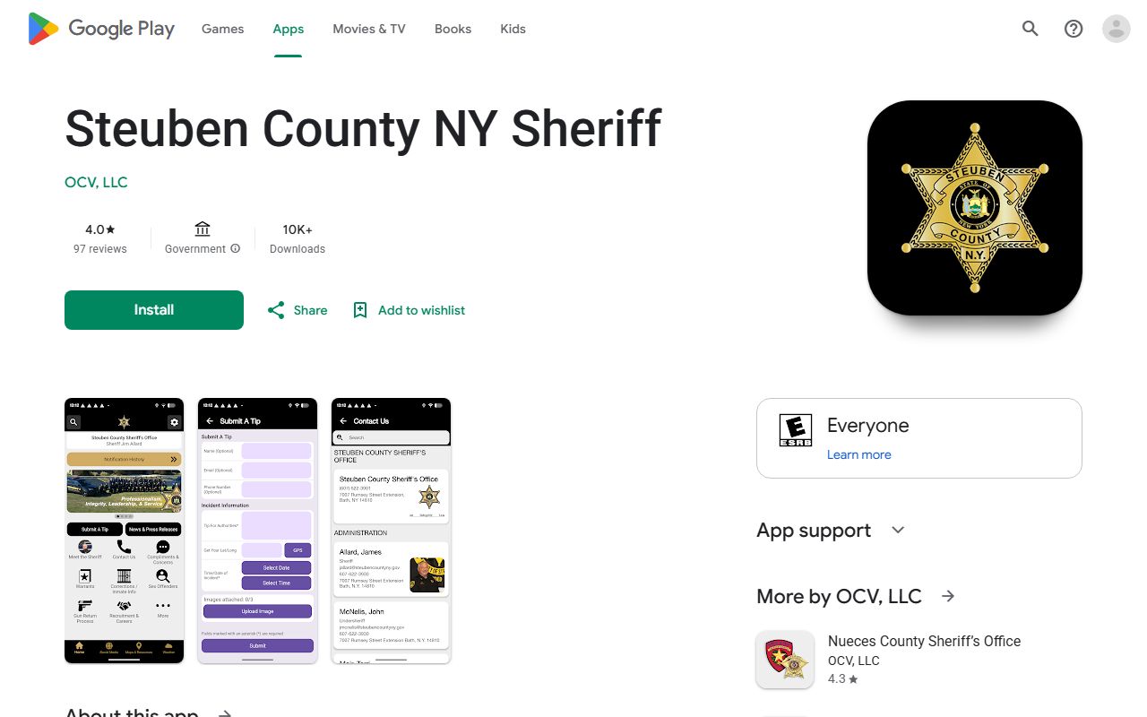 Steuben County NY Sheriff app inmate search and jail information channel